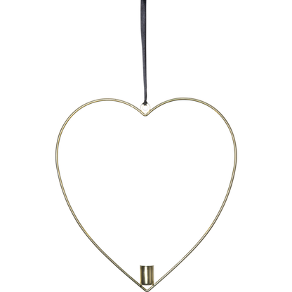 Lysestake hengende hjerte inkl. LED-lys messing