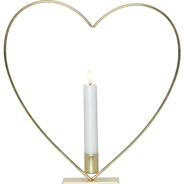 Lysestake Stående Hjerte inkl. LED-lys Messing