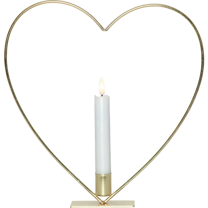Lysestake Stående Hjerte inkl. LED-lys Messing