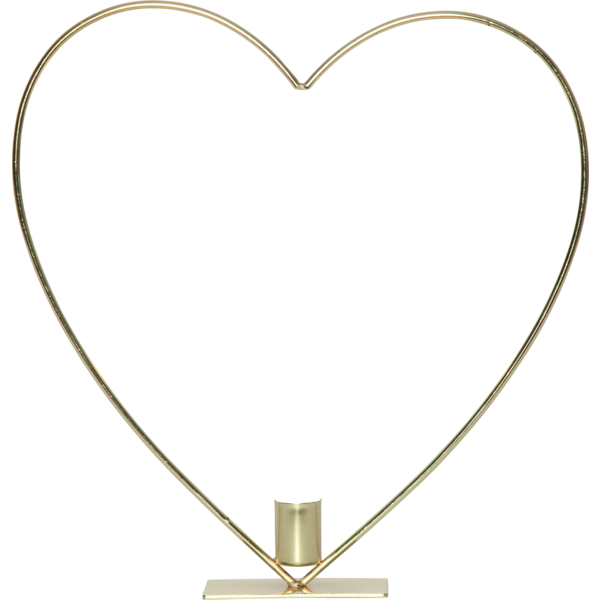 Lysestake Stående Hjerte inkl. LED-lys Messing