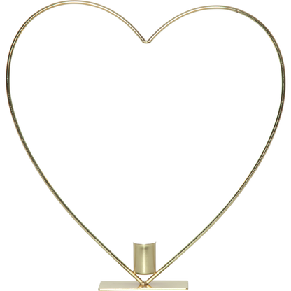 Lysestake Stående Hjerte inkl. LED-lys Messing