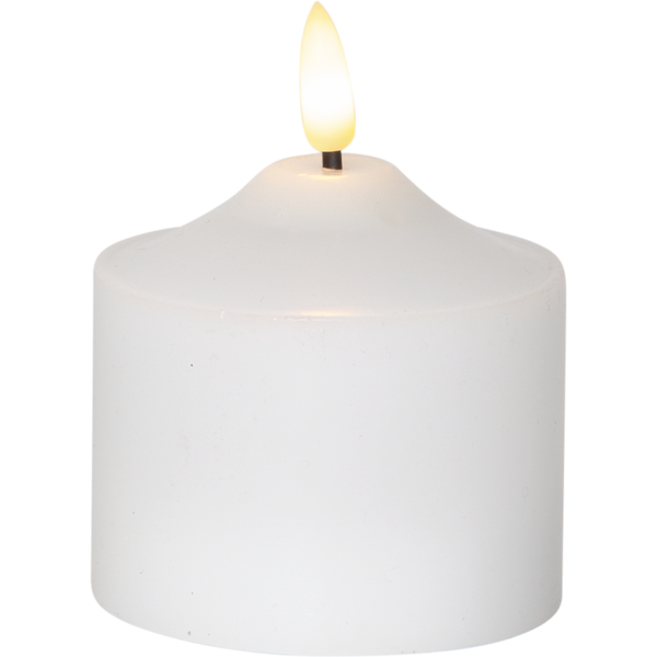 Stearinlys LED Blokklys Flamme Topp Hvit 9,5 cm