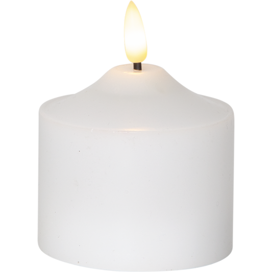 Stearinlys LED Blokklys Flamme Topp Hvit 9,5 cm