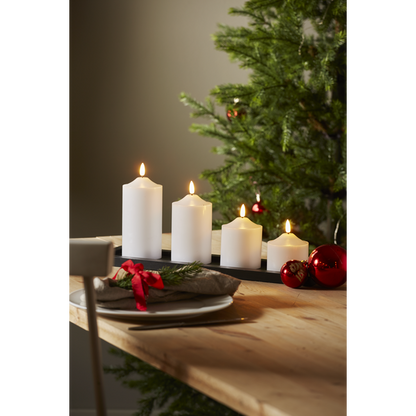 Stearinlys LED Blokklys Flamme Topp Hvit 17 cm