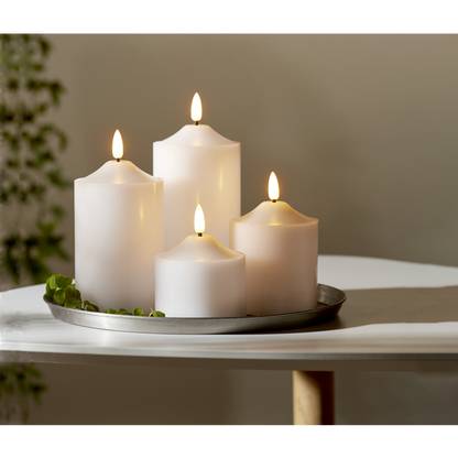 Stearinlys LED Blokklys Flamme Topp Hvit 12 cm