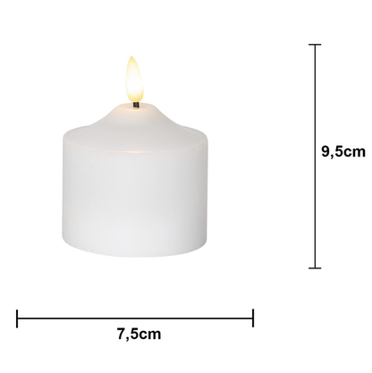Stearinlys LED Blokklys Flamme Topp Hvit 9,5 cm