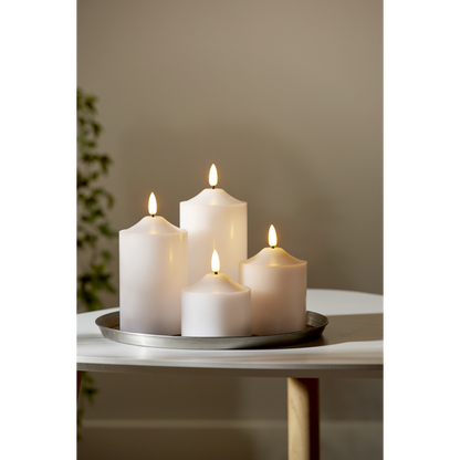 Stearinlys LED Blokklys Flamme Topp Hvit 9,5 cm