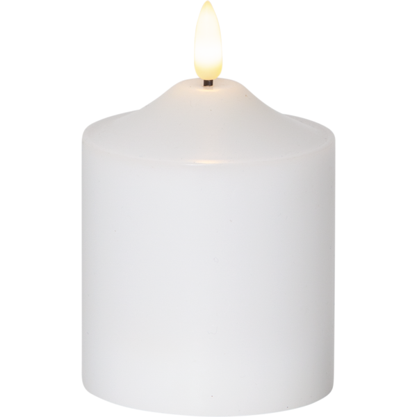 Stearinlys LED Blokklys Flamme Topp Hvit 12 cm