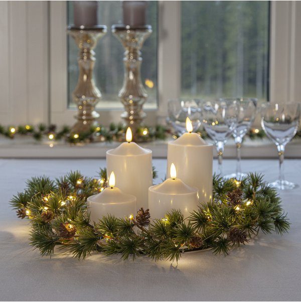 Stearinlys LED Blokklys Flamme Topp Hvit 12 cm