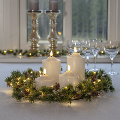 Stearinlys LED Blokklys Flamme Topp Hvit 12 cm