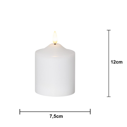 Stearinlys LED Blokklys Flamme Topp Hvit 12 cm