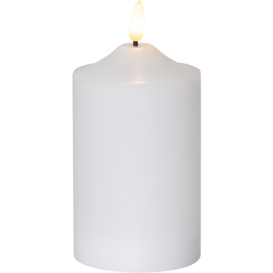 Stearinlys LED Blokklys Flamme Topp Hvit 15 cm