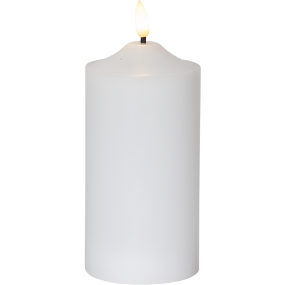 Stearinlys LED Blokklys Flamme Topp Hvit 17 cm