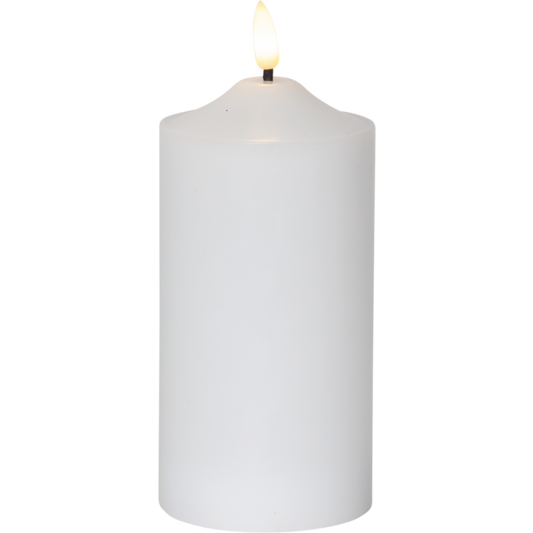 Stearinlys LED Blokklys Flamme Topp Hvit 17 cm