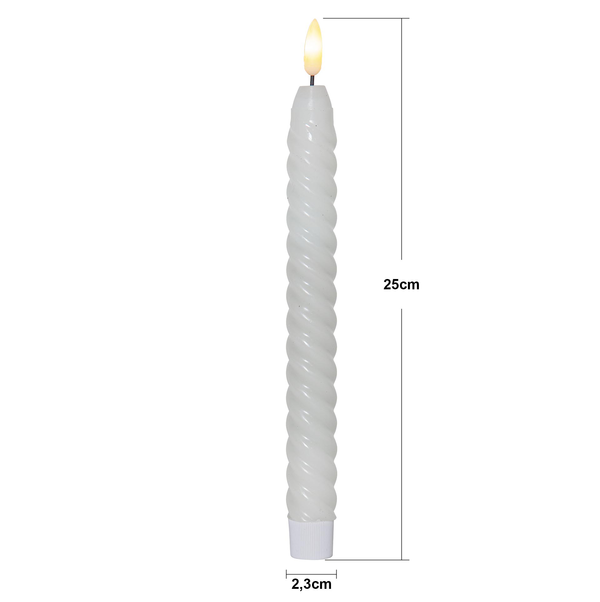 Stearinlys LED Antikklys 2-pakning Swirl 25 cm