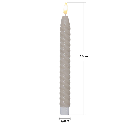 Stearinlys LED Antikklys 2-pakning Swirl 25 cm
