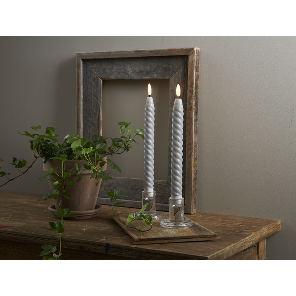 Stearinlys LED Antikklys 2-pakning Swirl 25 cm