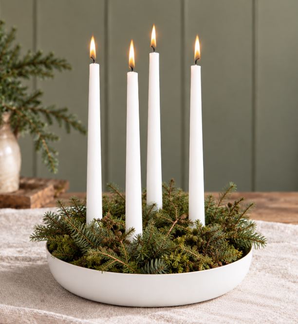 Julelysestake Metall 4 Kronelys Hvit
