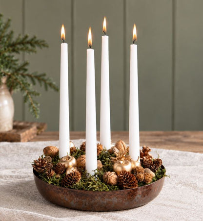 Julelysestake Metall 4 Kronelys Brun