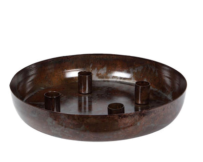 Julelysestake Metall 4 Kronelys Brun