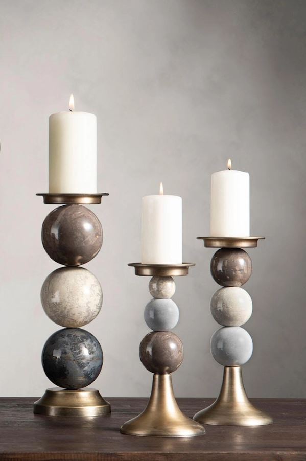 Lysestake Blocklys Big Multi Stone Ø12x36cm