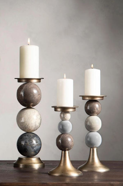 Lysestake Blocklys Big Multi Stone Ø12x36cm