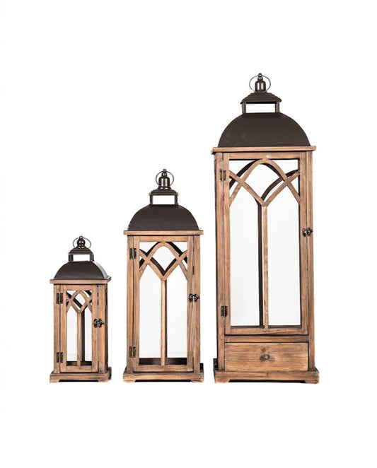 Lykt 3-pakk 98/68/46cm Brun