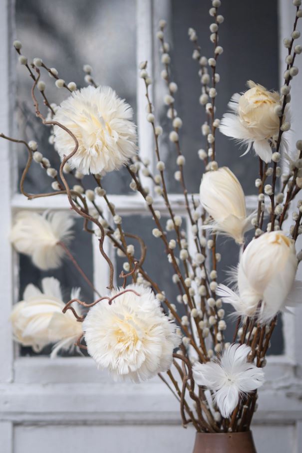 Dekorasjon Kvist Fjærknopp Vanilje 3-pakning 85 cm