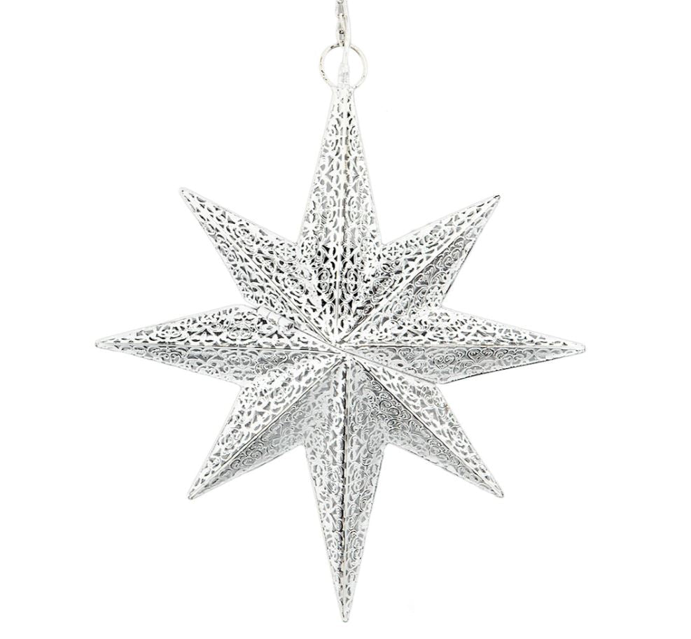 Adventsstjerne belysning - Antikk hvit 50 cm
