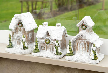 Innendørs julepynt 3-pakning Hus Snøstad Mix