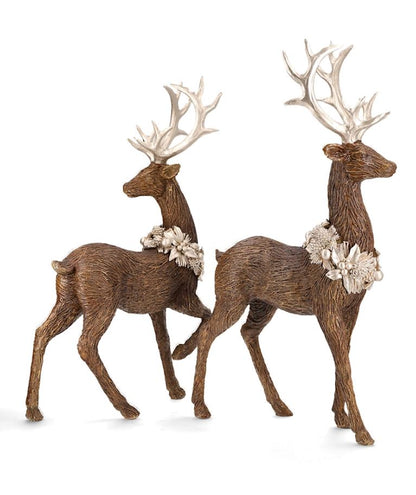 Dekorasjoner Figurer Hjort med gullkrans 2-pakning miks 46 cm