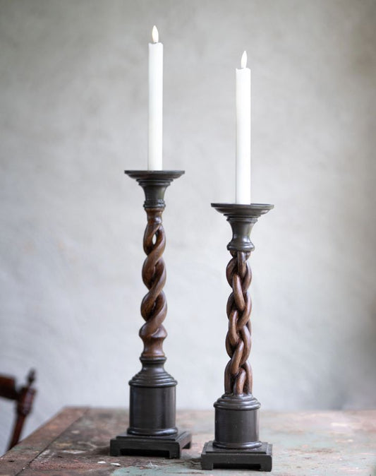Lysestake Kjede - svart/brun 38 cm | Rustikk figurlysestake i poly