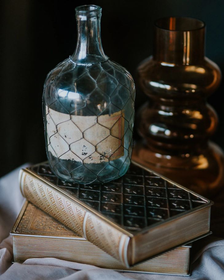 Vase Flaske med nett Klar 25 cm