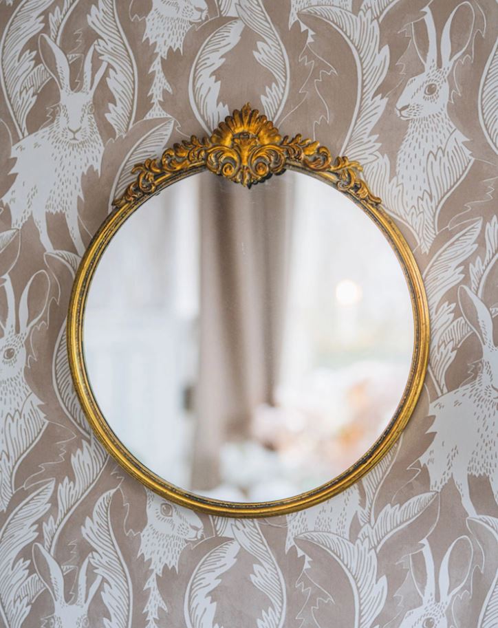 Veggspeil Rundt Ornament Gull 46,5x2,5x50cm