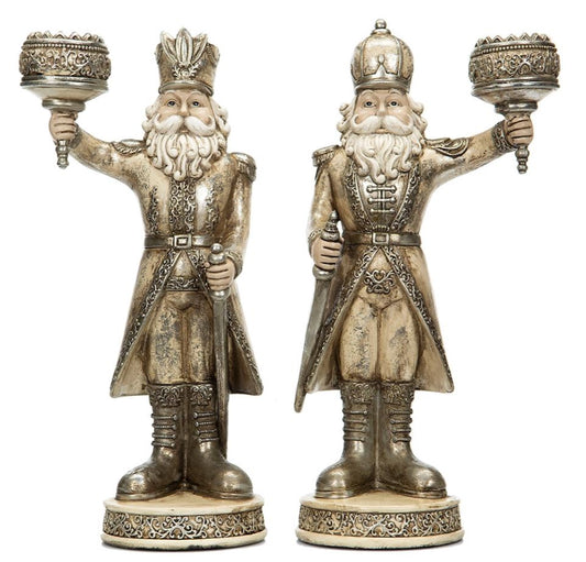 Juledekorasjon Nøtteknekker lysestake Mix Poly 15x10x35cm 2-pack