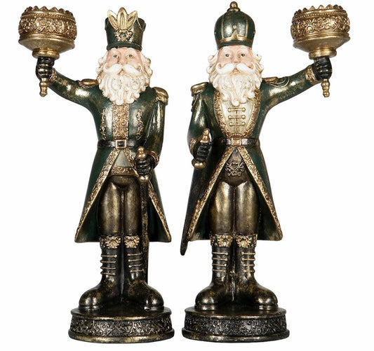 Juledekorasjon Nøtteknekker lysestake Mix Grønn 35cm 2-pak