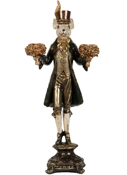 Lysestake Mus - Grønn poly 46 cm | Figurlysestake til kronelys
