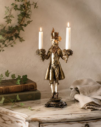 Lysestake Mus - Gull poly 46 cm | Figurlysestake kronelys