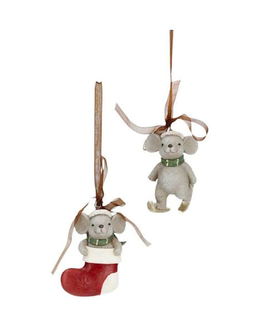 Innendørs julepynt Mus Henge 2-pack Mix 5x5x7cm