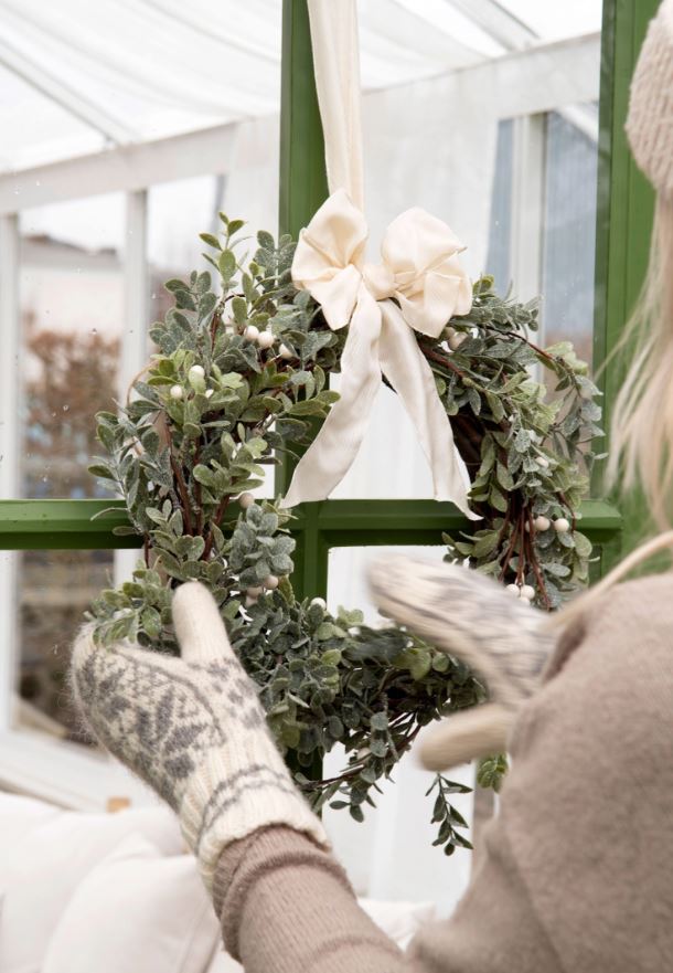 Jul diverse Krans Rimfrost Blad/Bær Ø35 cm