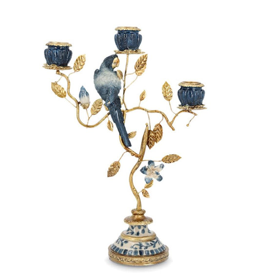 Lysestake Fugleblad Blå 23x9x32cm