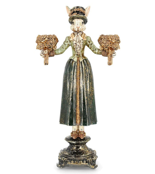 Lysestake Fru Kanin - Grønn poly 43 cm | Figurlysestake kronelys