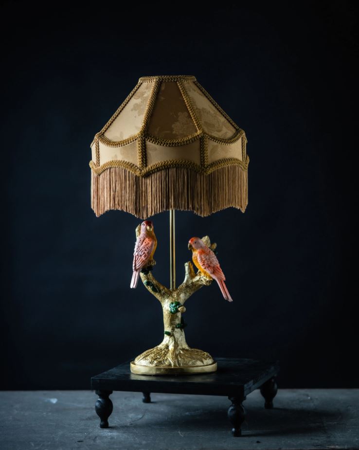 Bordlampe Lampfot Fugler på Gren 44 cm