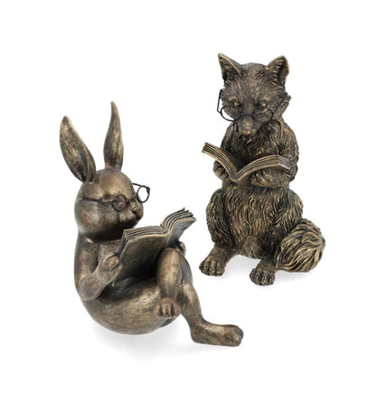 Dekorasjon Lesende Rev & Kanin 17/14 cm