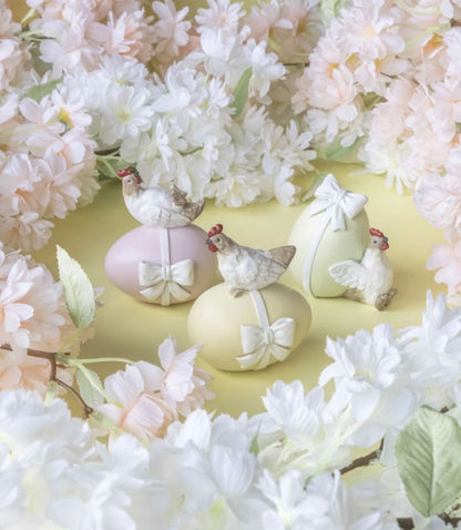 Påskepynt Høne På Egg Mix 3-pakning 8 cm