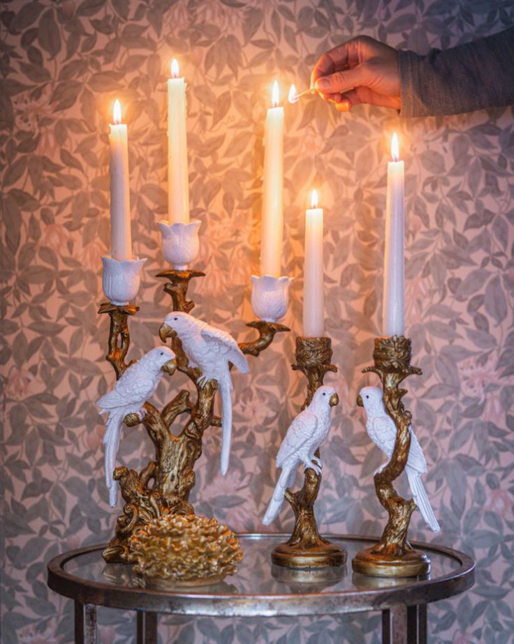 Lysestake Fugler på Gren 38 cm