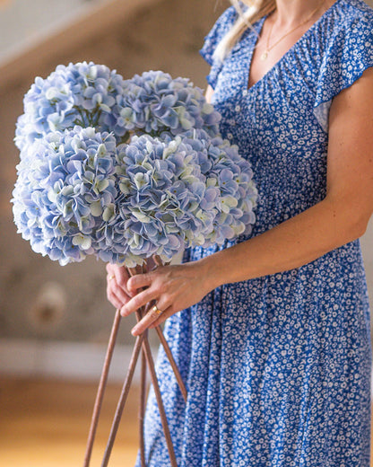 Kunstig Hortensia stilk Blå 3-pakning 84 cm