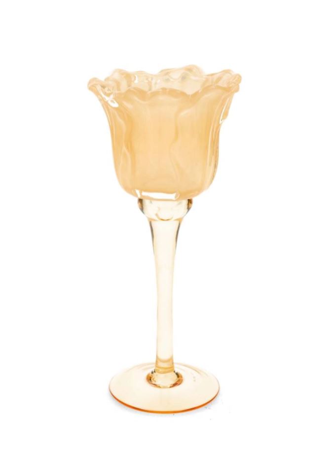 Lyslykt på fot Blomst Aprikos 23 cm