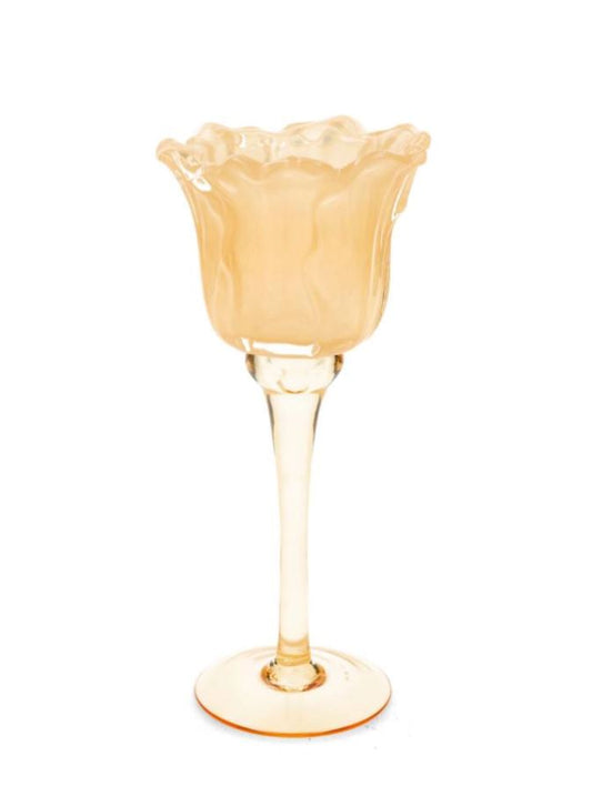 Lyslykt på fot Blomst Aprikos 23 cm