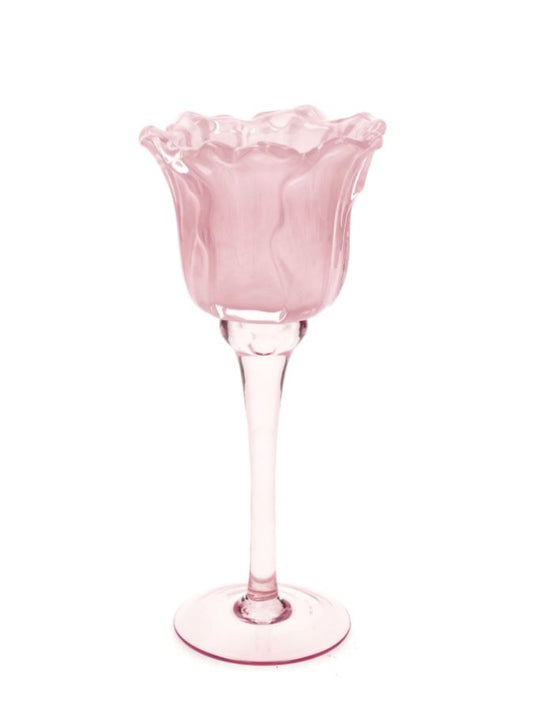 Lyslykt på fot Blomst Rosa 23 cm